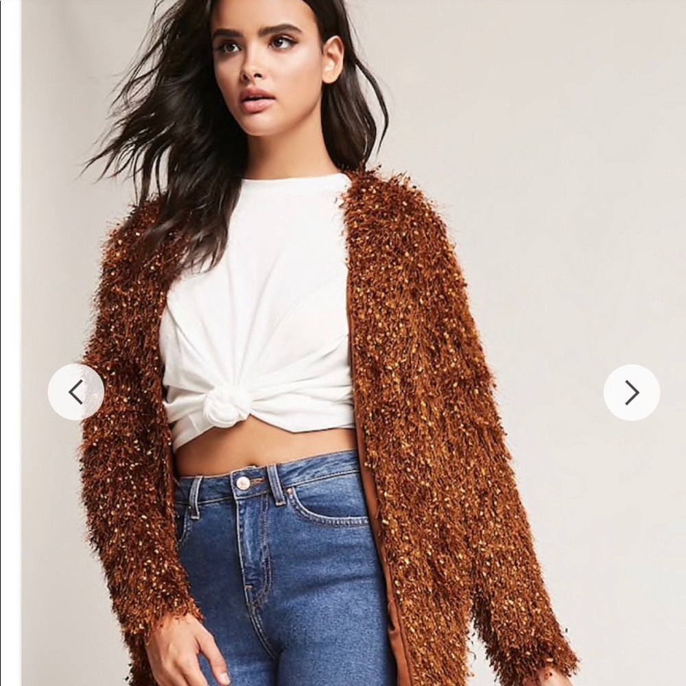 Fuzzy Open-Front Cardigan